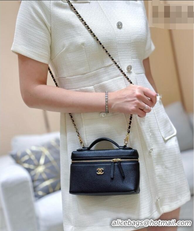 Unique Discount Chanel Vanity with Chain in Grained Calfskin AP5346 Black 2026 Top Quality