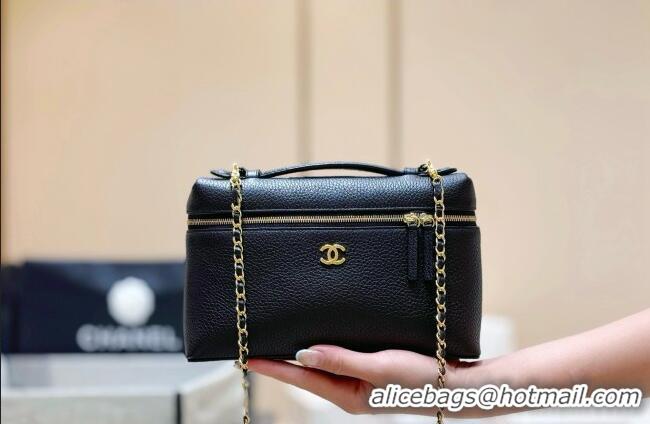 Buy Discount Chanel Large Vanity with Chain in Grained Calfskin AP5347 Black 2026 Top Quality
