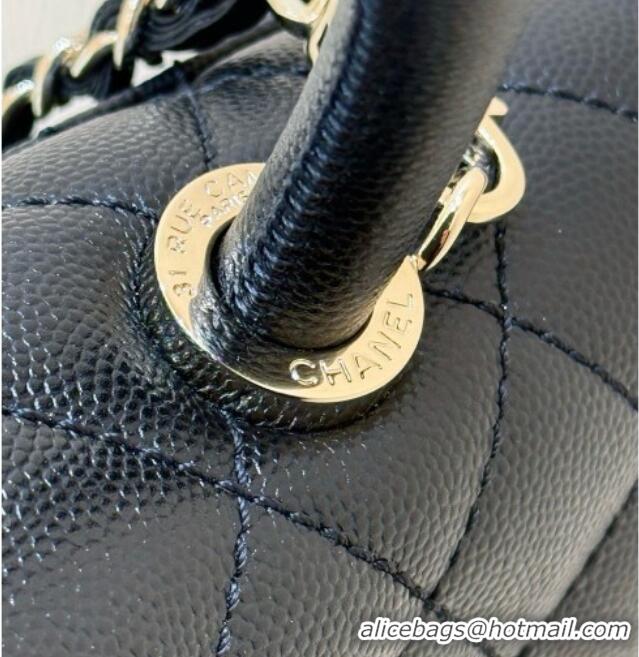 Classic Discount Chanel Grained Calfskin Maxi Flap Bag with Top Handle AS6091 Black 2026 Top Quality