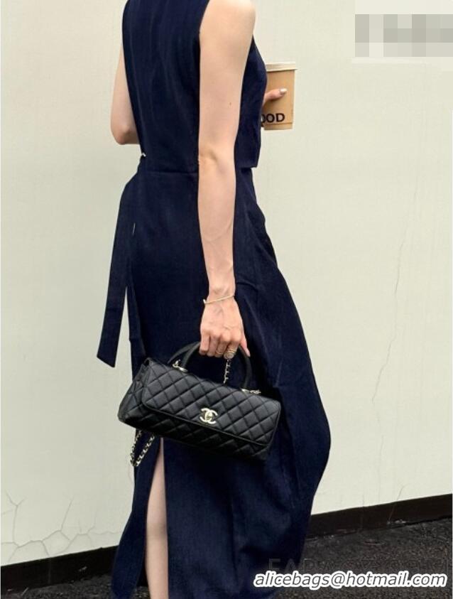 Classic Discount Chanel Grained Calfskin Maxi Flap Bag with Top Handle AS6091 Black 2026 Top Quality