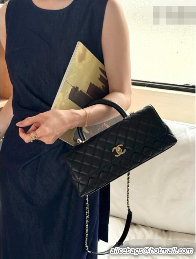 Classic Discount Chanel Grained Calfskin Maxi Flap Bag with Top Handle AS6091 Black 2026 Top Quality