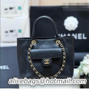 Luxury Cheap Chanel Mini Shopping Tote Bag in Grained Calfskin AS6025 Black 2026 Top Quality