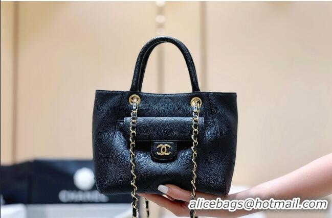 Luxury Cheap Chanel Mini Shopping Tote Bag in Grained Calfskin AS6025 Black 2026 Top Quality
