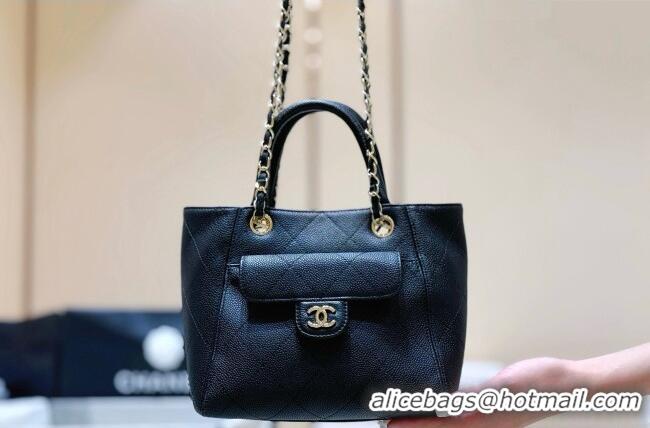 Luxury Cheap Chanel Mini Shopping Tote Bag in Grained Calfskin AS6025 Black 2026 Top Quality