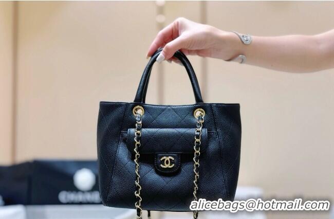 Luxury Cheap Chanel Mini Shopping Tote Bag in Grained Calfskin AS6025 Black 2026 Top Quality