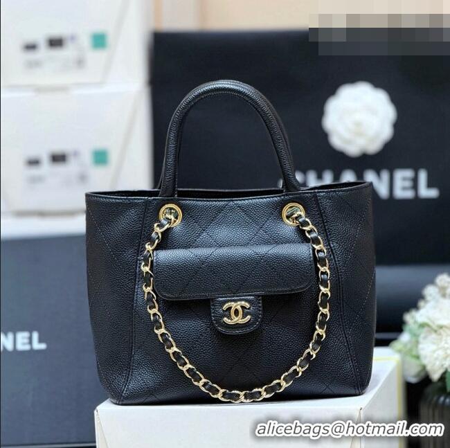 Luxury Cheap Chanel Mini Shopping Tote Bag in Grained Calfskin AS6025 Black 2026 Top Quality
