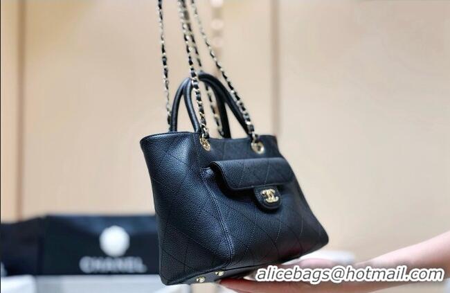 Luxury Cheap Chanel Mini Shopping Tote Bag in Grained Calfskin AS6025 Black 2026 Top Quality