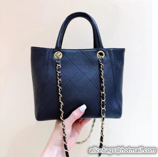 Luxury Cheap Chanel Mini Shopping Tote Bag in Grained Calfskin AS6025 Black 2026 Top Quality