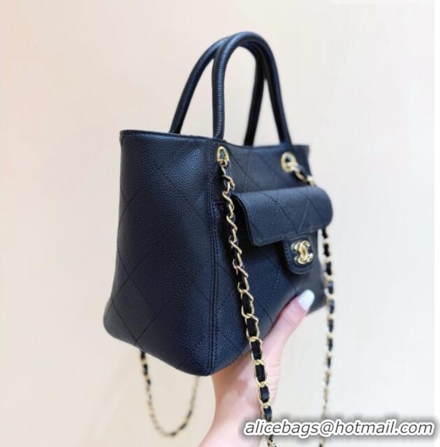 Luxury Cheap Chanel Mini Shopping Tote Bag in Grained Calfskin AS6025 Black 2026 Top Quality