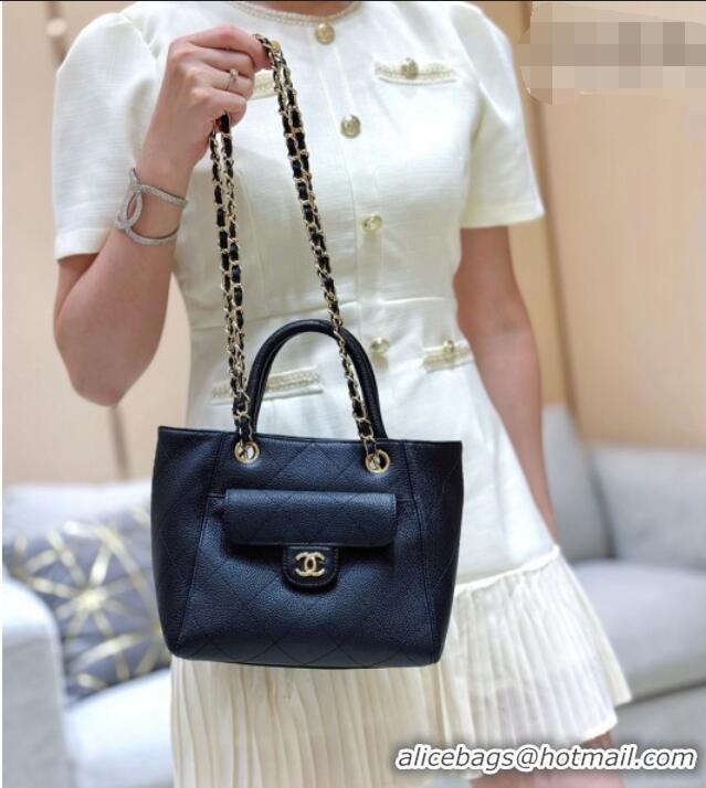 Luxury Cheap Chanel Mini Shopping Tote Bag in Grained Calfskin AS6025 Black 2026 Top Quality