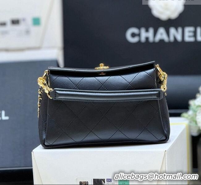 Best Price Chanel Chain Shoulder Bag in Black Calfskin AS6255 2026 Top Quality