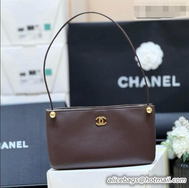 Shop Discount Chanel Calfskin Shoulder Bag AS6238 Dark Brown 2026 Top Quality
