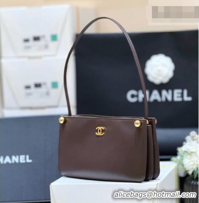 Shop Discount Chanel Calfskin Shoulder Bag AS6238 Dark Brown 2026 Top Quality