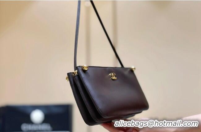Shop Discount Chanel Calfskin Shoulder Bag AS6238 Dark Brown 2026 Top Quality