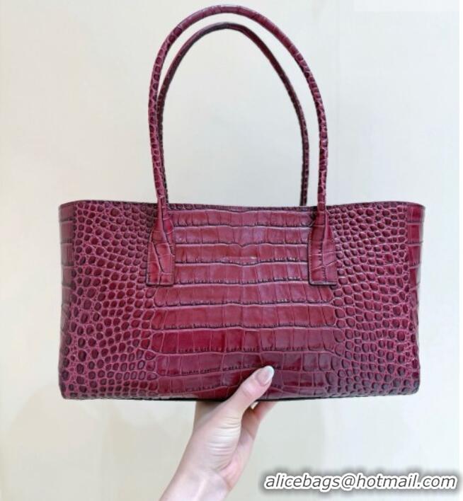 Inexpensive Chanel Small Shopping Bag in Crocodile Embossed Calfskin AS6243 Burgundy 2026 Top Quality