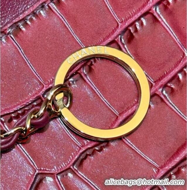 Inexpensive Chanel Small Shopping Bag in Crocodile Embossed Calfskin AS6243 Burgundy 2026 Top Quality