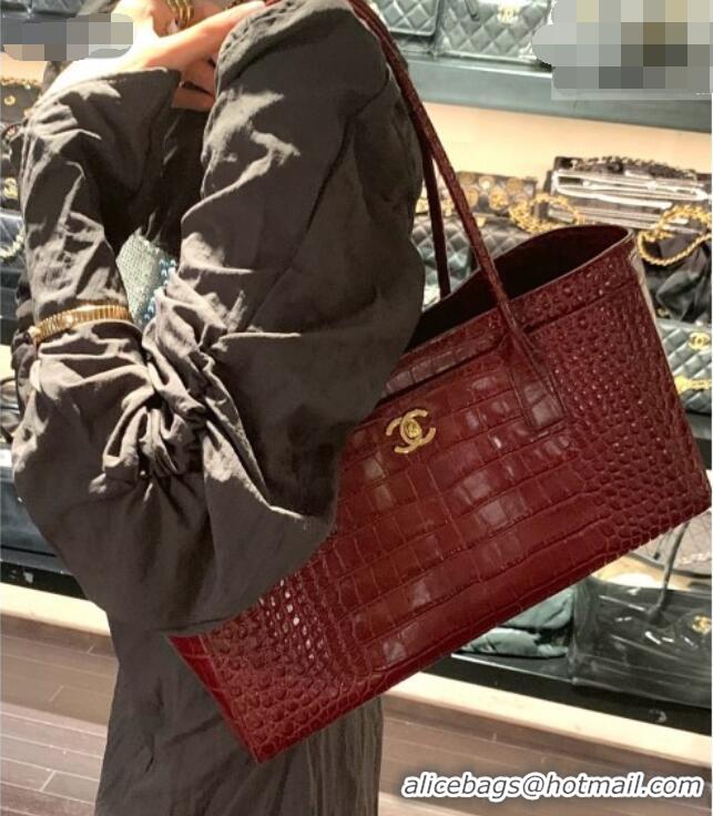 Inexpensive Chanel Small Shopping Bag in Crocodile Embossed Calfskin AS6243 Burgundy 2026 Top Quality