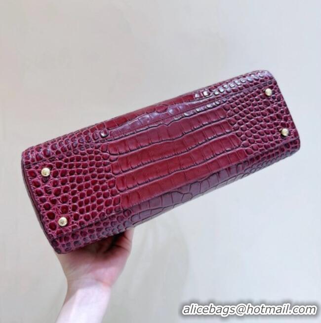 Inexpensive Chanel Small Shopping Bag in Crocodile Embossed Calfskin AS6243 Burgundy 2026 Top Quality