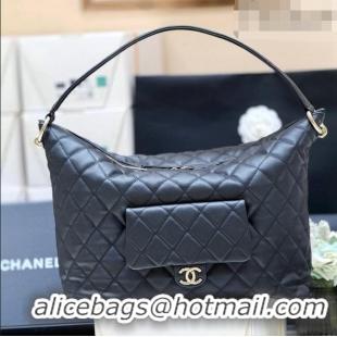 Classic Promotional Chanel Calfskin Maxi Pocket Hobo Bag AS4339 Black 2026 Top Quality