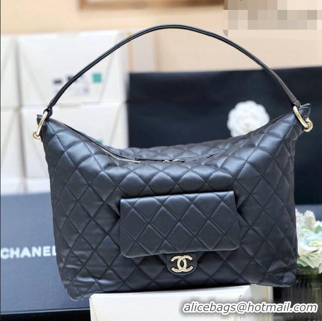 Classic Promotional Chanel Calfskin Maxi Pocket Hobo Bag AS4339 Black 2026 Top Quality