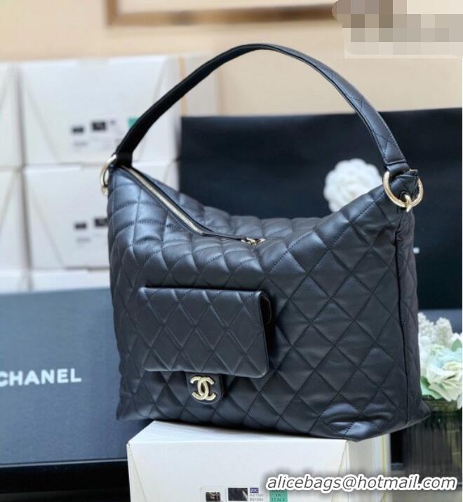 Classic Promotional Chanel Calfskin Maxi Pocket Hobo Bag AS4339 Black 2026 Top Quality