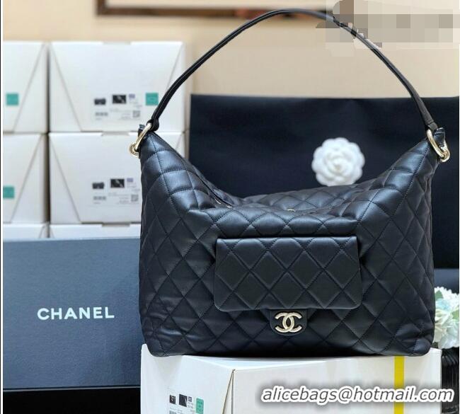 Classic Promotional Chanel Calfskin Maxi Pocket Hobo Bag AS4339 Black 2026 Top Quality