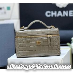 Well Crafted Chanel Vanity with Chain in Crocodile Embossed Calfskin AP5346 Grey 2026 Top Quality