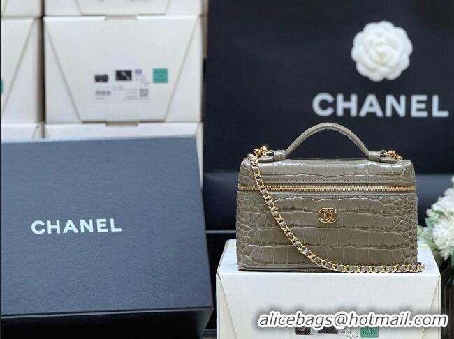 Well Crafted Chanel Vanity with Chain in Crocodile Embossed Calfskin AP5346 Grey 2026 Top Quality