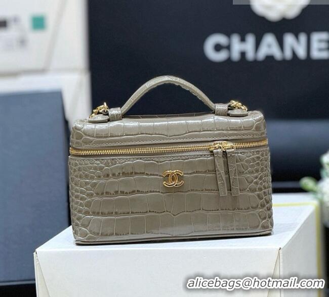 Well Crafted Chanel Vanity with Chain in Crocodile Embossed Calfskin AP5346 Grey 2026 Top Quality