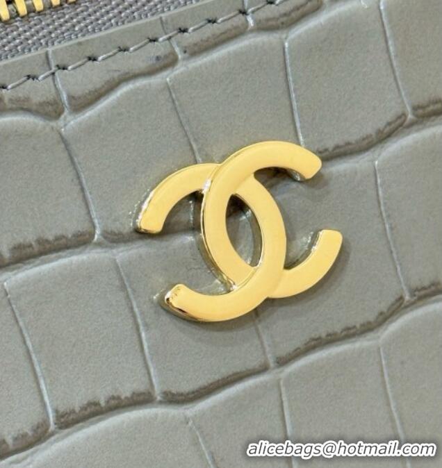 Well Crafted Chanel Vanity with Chain in Crocodile Embossed Calfskin AP5346 Grey 2026 Top Quality