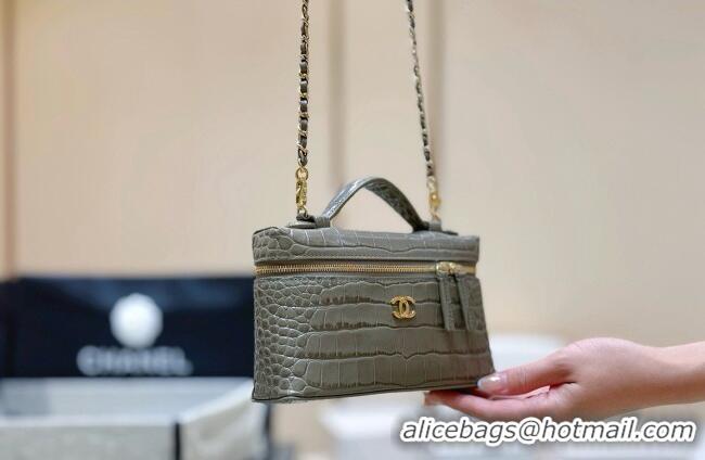 Well Crafted Chanel Vanity with Chain in Crocodile Embossed Calfskin AP5346 Grey 2026 Top Quality