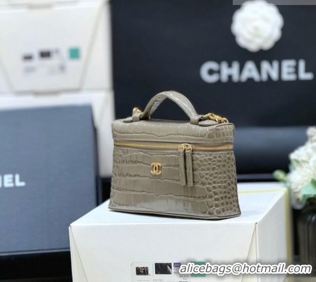 Well Crafted Chanel Vanity with Chain in Crocodile Embossed Calfskin AP5346 Grey 2026 Top Quality