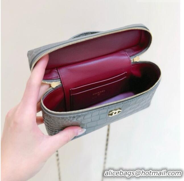 Well Crafted Chanel Vanity with Chain in Crocodile Embossed Calfskin AP5346 Grey 2026 Top Quality