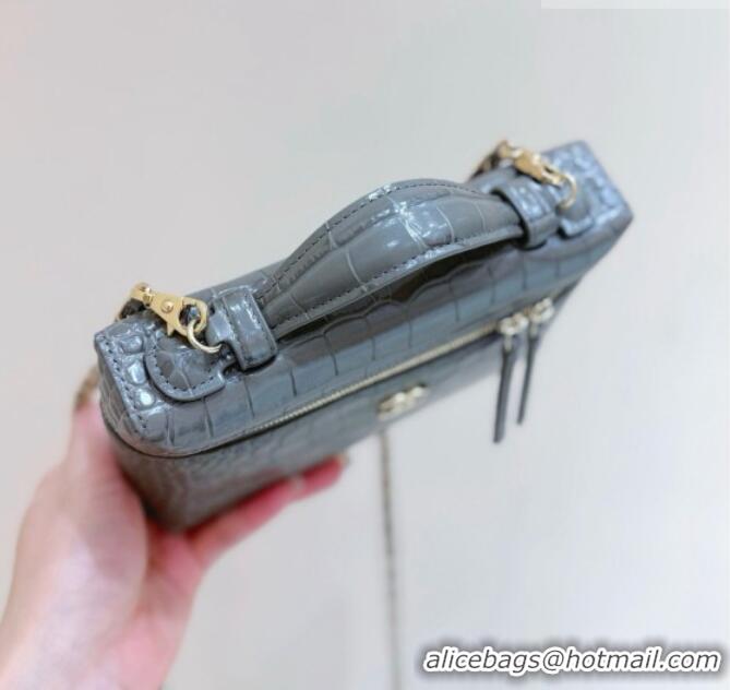 Well Crafted Chanel Vanity with Chain in Crocodile Embossed Calfskin AP5346 Grey 2026 Top Quality