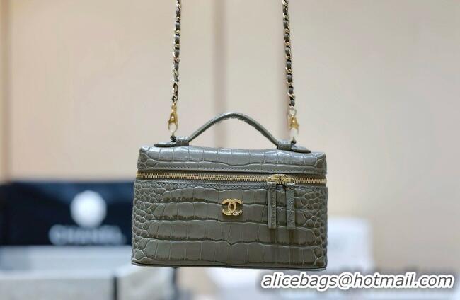 Well Crafted Chanel Vanity with Chain in Crocodile Embossed Calfskin AP5346 Grey 2026 Top Quality