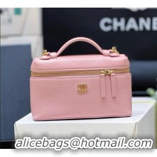 Most Popular Chanel Vanity with Chain in Grained Calfskin AP5346 Pink 2026 Top Quality