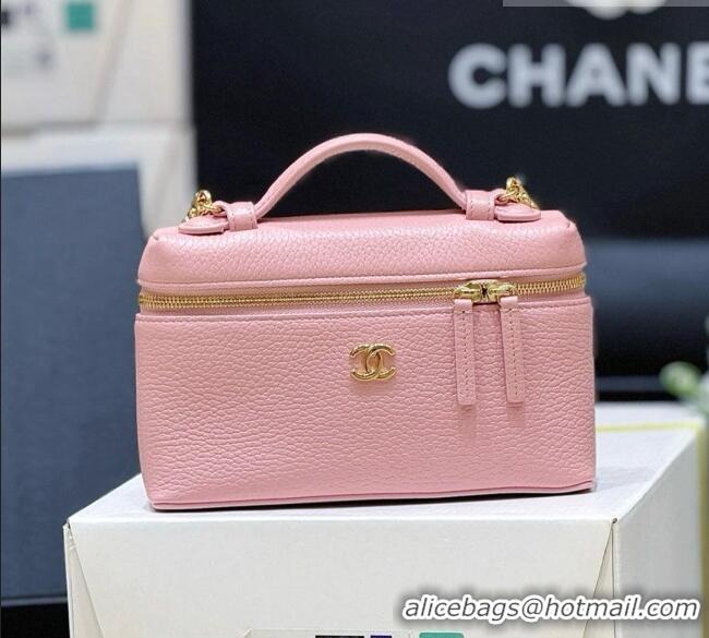 Most Popular Chanel Vanity with Chain in Grained Calfskin AP5346 Pink 2026 Top Quality