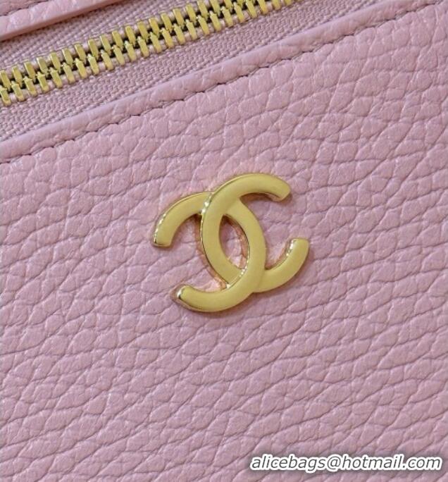 Most Popular Chanel Vanity with Chain in Grained Calfskin AP5346 Pink 2026 Top Quality