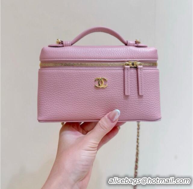 Most Popular Chanel Vanity with Chain in Grained Calfskin AP5346 Pink 2026 Top Quality