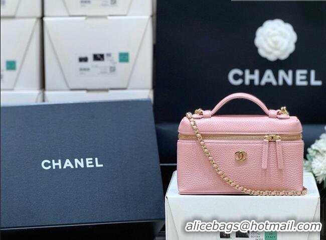 Most Popular Chanel Vanity with Chain in Grained Calfskin AP5346 Pink 2026 Top Quality