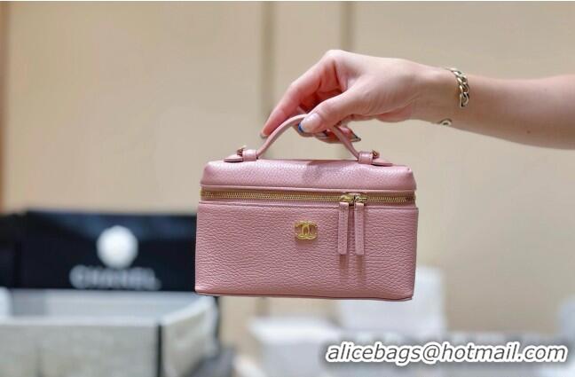 Most Popular Chanel Vanity with Chain in Grained Calfskin AP5346 Pink 2026 Top Quality