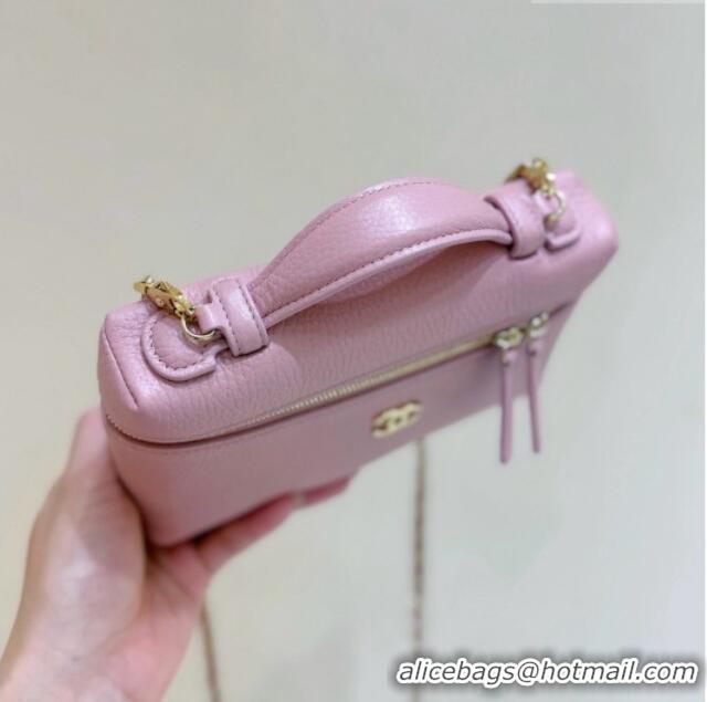 Most Popular Chanel Vanity with Chain in Grained Calfskin AP5346 Pink 2026 Top Quality