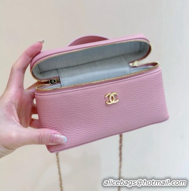 Most Popular Chanel Vanity with Chain in Grained Calfskin AP5346 Pink 2026 Top Quality