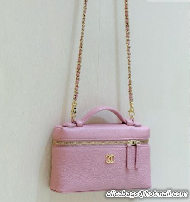 Most Popular Chanel Vanity with Chain in Grained Calfskin AP5346 Pink 2026 Top Quality