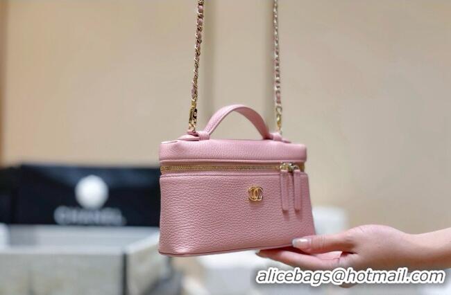 Most Popular Chanel Vanity with Chain in Grained Calfskin AP5346 Pink 2026 Top Quality