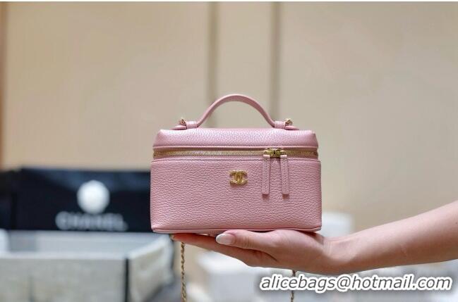 Most Popular Chanel Vanity with Chain in Grained Calfskin AP5346 Pink 2026 Top Quality