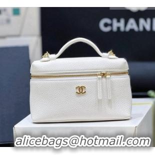 Most Popular Chanel Vanity with Chain in Grained Calfskin AP5346 White 2026 Top Quality