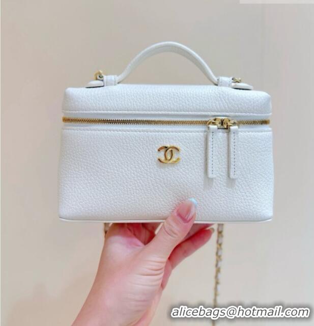 Most Popular Chanel Vanity with Chain in Grained Calfskin AP5346 White 2026 Top Quality