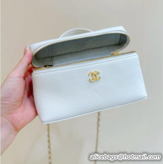 Most Popular Chanel Vanity with Chain in Grained Calfskin AP5346 White 2026 Top Quality