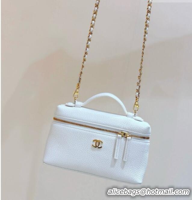 Most Popular Chanel Vanity with Chain in Grained Calfskin AP5346 White 2026 Top Quality